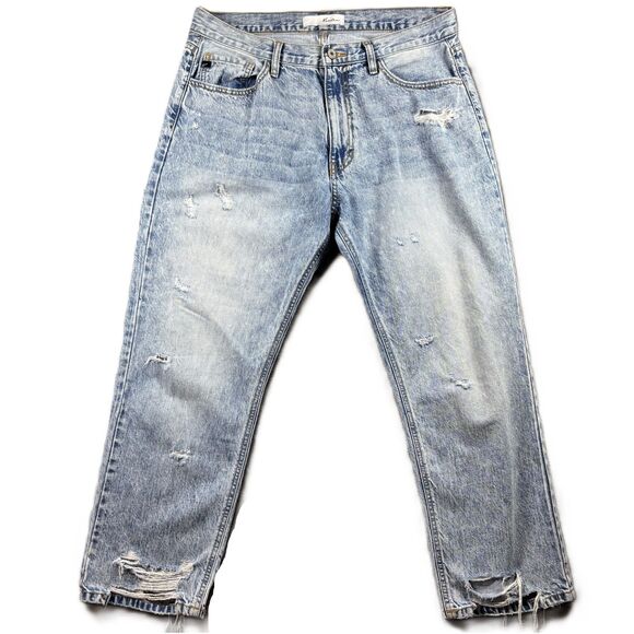 KanCan Women Jeans Karla High Rise Straight Distressed Acid Wash 13/30 B156 - Picture 1 of 13